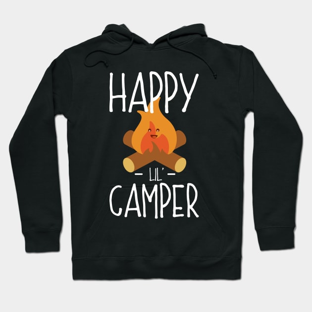 Happy Lil (Little) Camper - Camping Campfire Cartoon Hoodie by PozureTees108